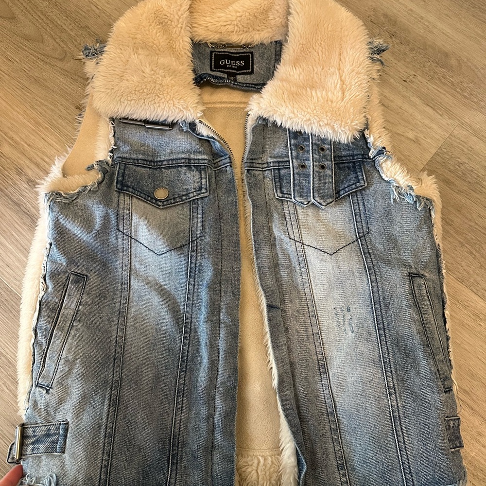 Guess Denim and Faux Fur Vest